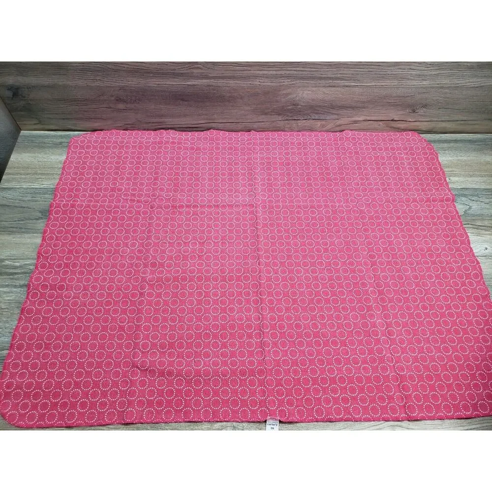 Carter's Baby Receiving Blanket Red White Dot Circles Thin Flannel Cotton